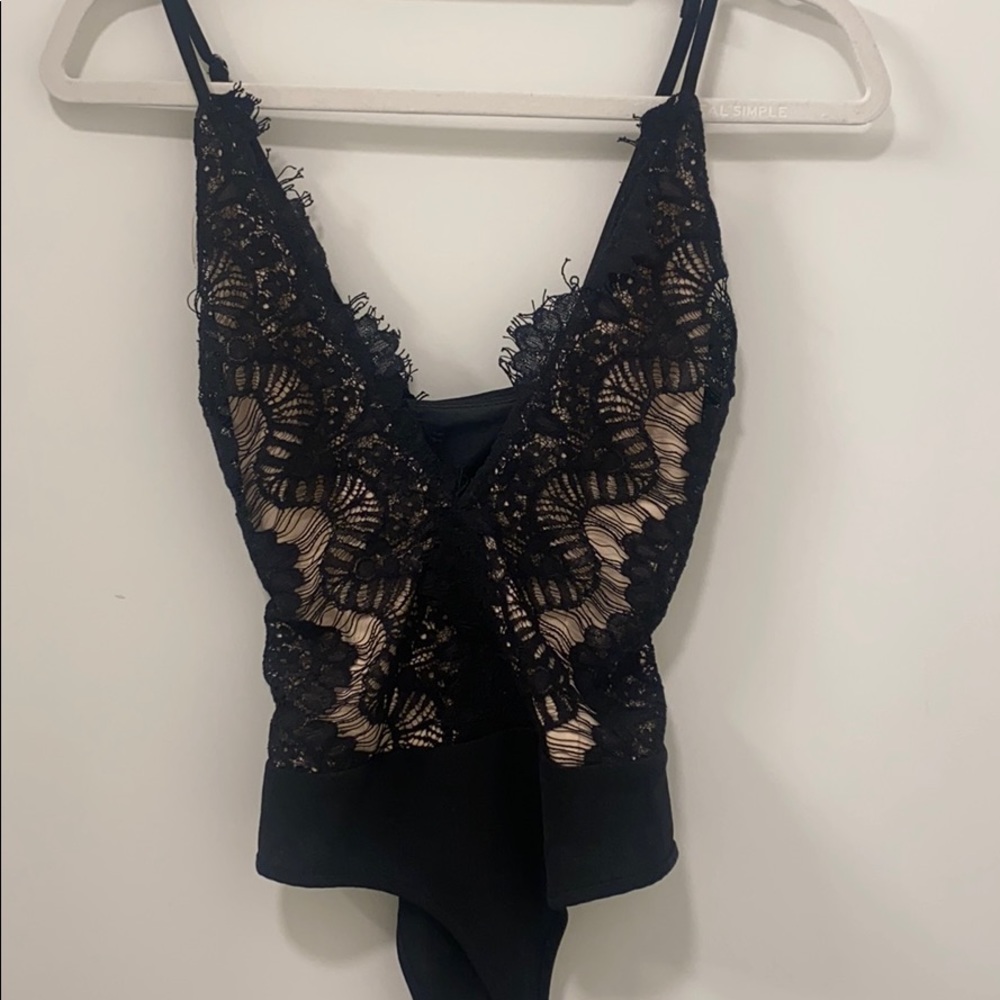 Black Lowcut Lace Bodysuit